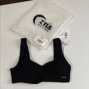 ZYIA Black Ribbed Clasp Back Bikini Top 1366S